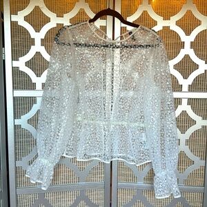 DIVIDED H&M Elegant White Sequin Blouse